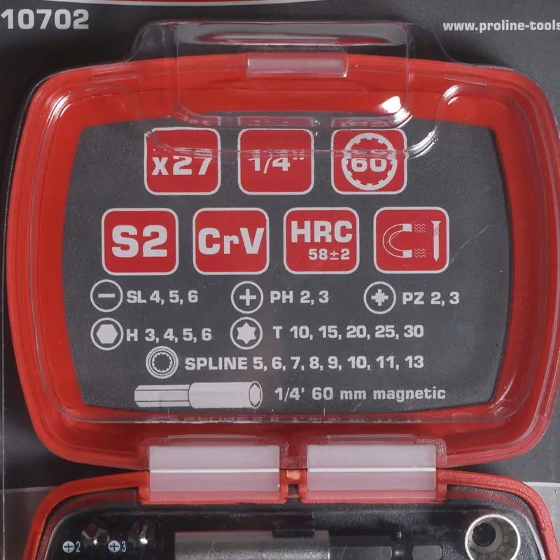 Set varfuri si tubulare Proline ,27 piese ,cu surubelnita clichet  10702.43692                                                                                                                          