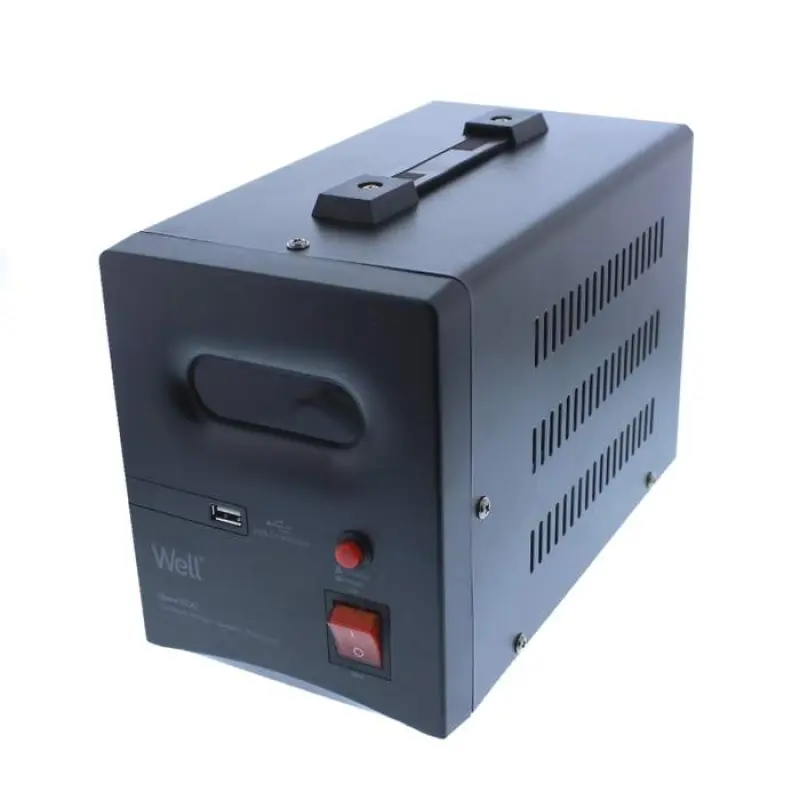 Stabilizator automat de tensiune cu releu 1500VA / 900W negru Well AVR-REL-GUARD1500WL 35621
