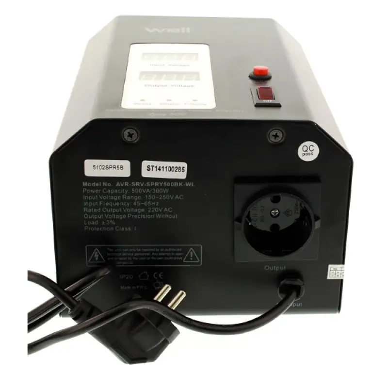 Stabilizator automat de tensiune 500VA /300W cu servo motor pe perete  AVR-SRV-SPRY500Bk. 35619                                                                                                         