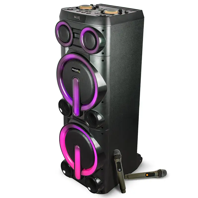 Boxa portabila 2X10''/25cm Bluetooth/AUX/USB , 2 microfoane wireless UHF , BOMBMASTER