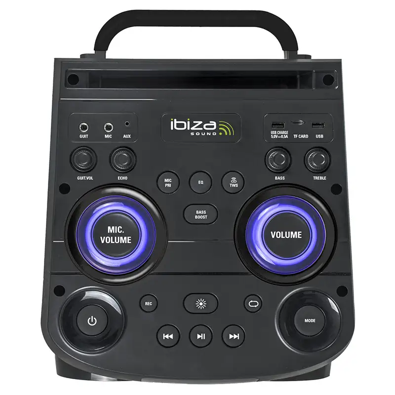 Boxa portabila 2X10''/25cm Bluetooth/AUX/USB , 2 microfoane wireless UHF , BOMBMASTER