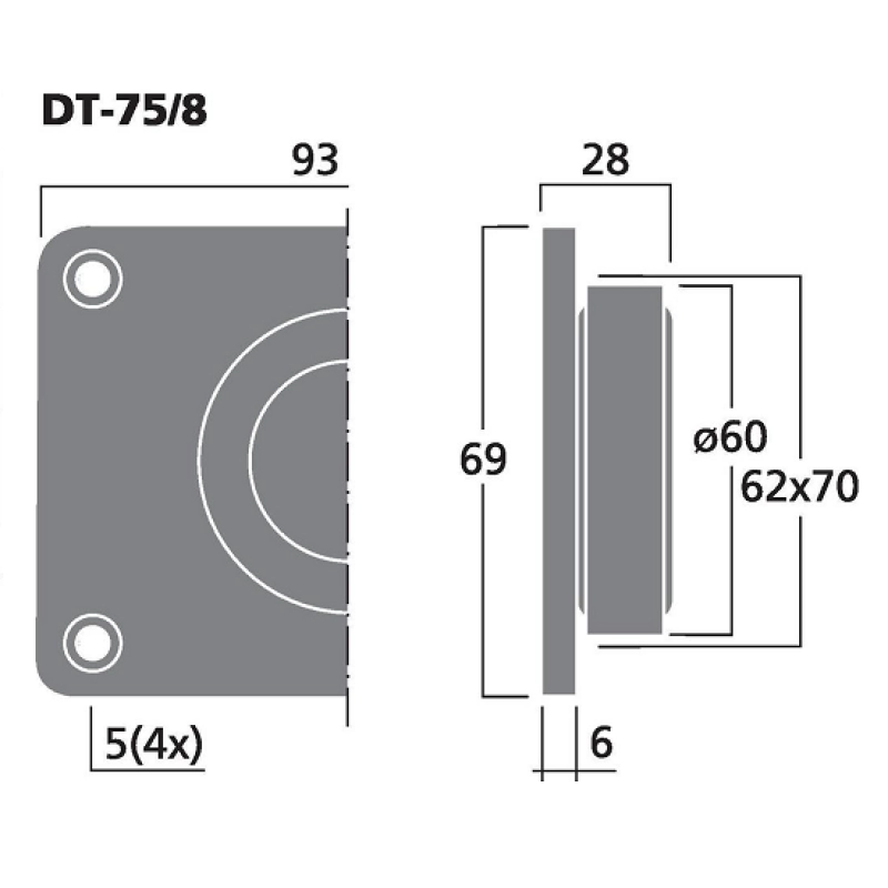 DT-75/8 difuzor tweeter 25w/rms/8ohm  41342