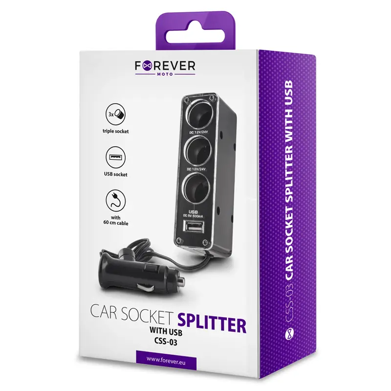 Adaptor priza auto 3 in 1 + Usb gsm001530 40350                                                                                                                                                         