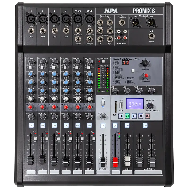 MIXER DIGITAL 8 CANALE 48V BT/USB/SD