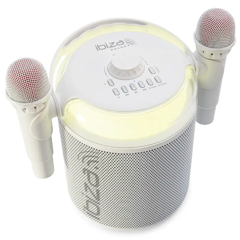 Boxa karaoke cu 2 microfoane wireless , BT/USB/MSD/AUX , KARAHOME-WH