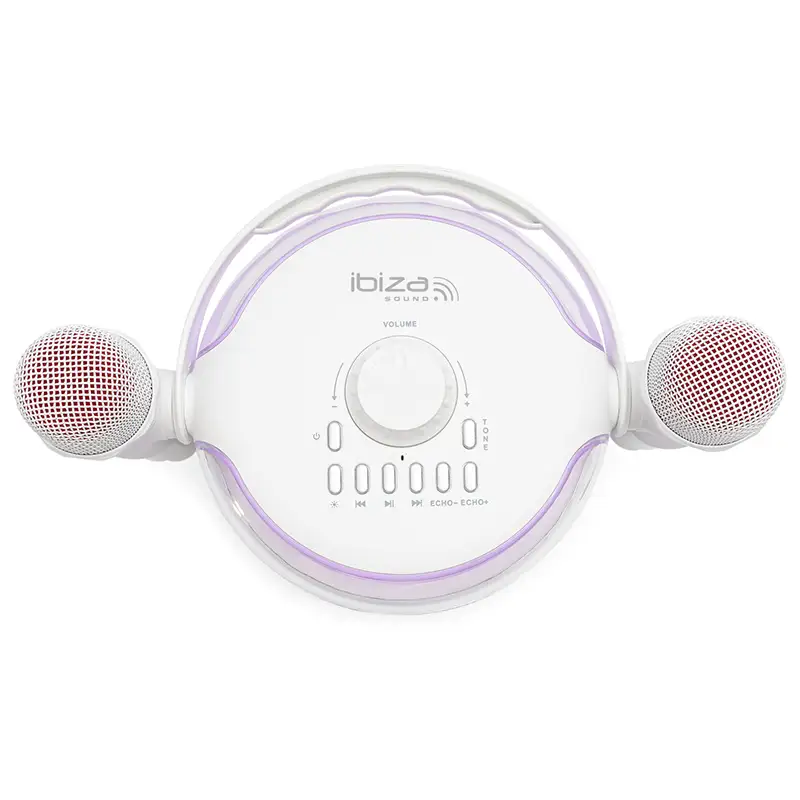 Boxa karaoke cu 2 microfoane wireless , BT/USB/MSD/AUX , KARAHOME-WH