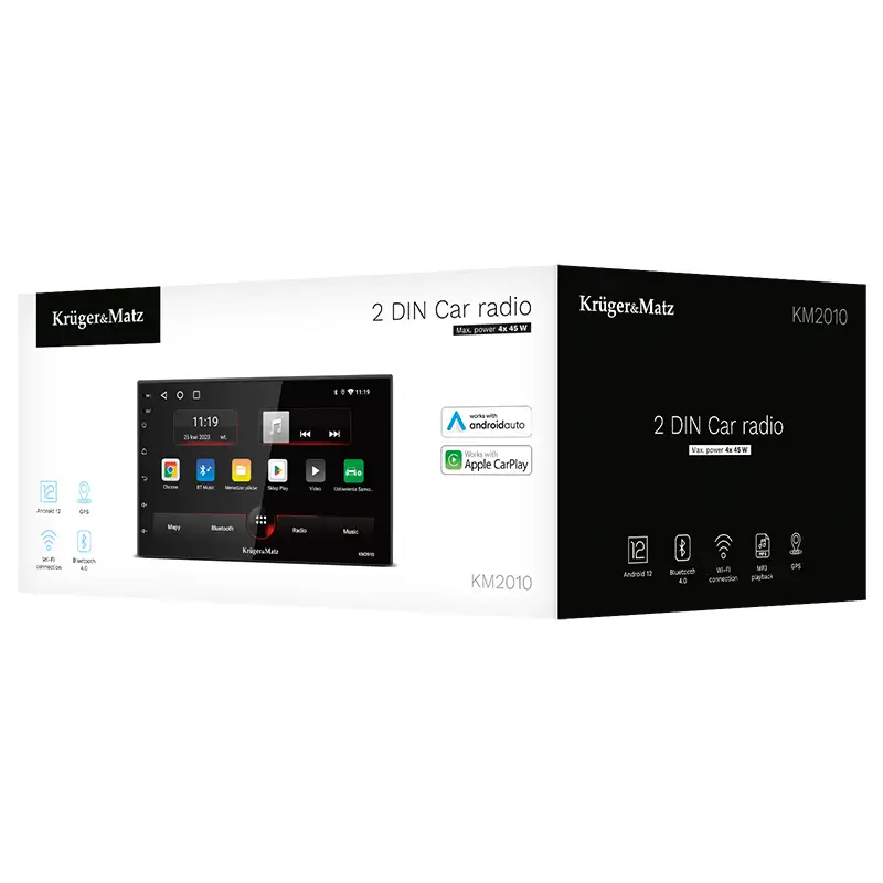 Radio Player 2 DIN carplay/android auto Kruger KM2010.48992                                                                                                  