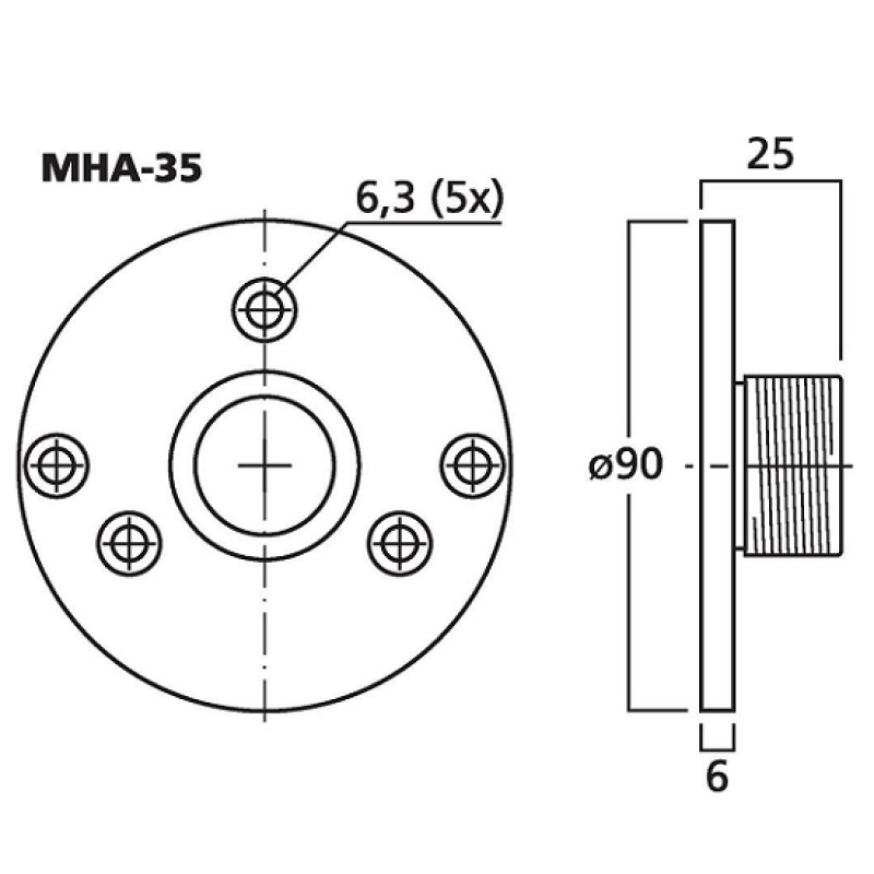 MHA-35 adaptor tweeter 35mm alum.38411