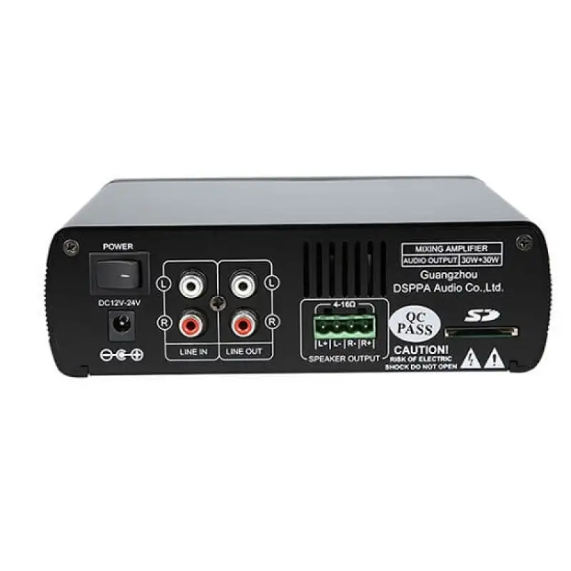 Amplificator cu mixer stereo 2x30W cu Bluetooth /USB/ SD, clasa D, intrare MIC/AUX, carcasa Aluminiu, DSPPA MINI60