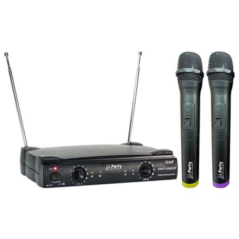 Microfon UHF set 2 buc wireless UHF 863.2-864.2Mhz PARTY200UHF  41534                                                                                                                                   
