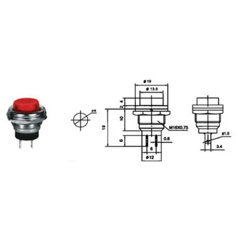 Intrerupator push on rosu prk0019B 31379