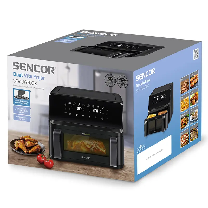 Friteuza dubla Digital Airfryer 2X4.5 L 2700W Sencor S-SFR9650BK