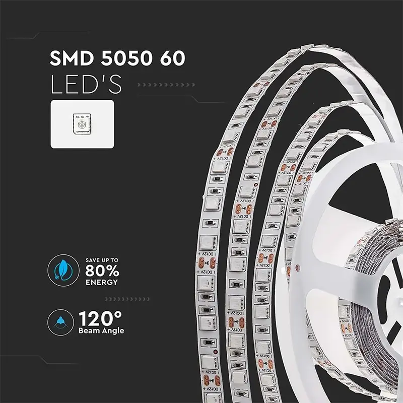 Banda Led 3000k IP20 11w/m smd5050 60led/m 10mm  5m/r SKU-212122.40963                                                                                                                                  