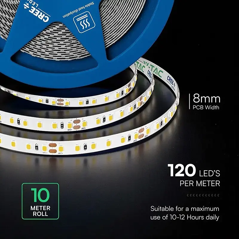 Banda Led 6000k IP20 10w/m 24v 8mm cip CREE 10m/r sku-2126246 40397