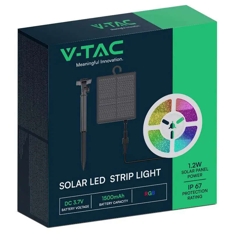 Kit banda LED RGB incarcare solara , IP67 , lungime 5m , SKU-23046