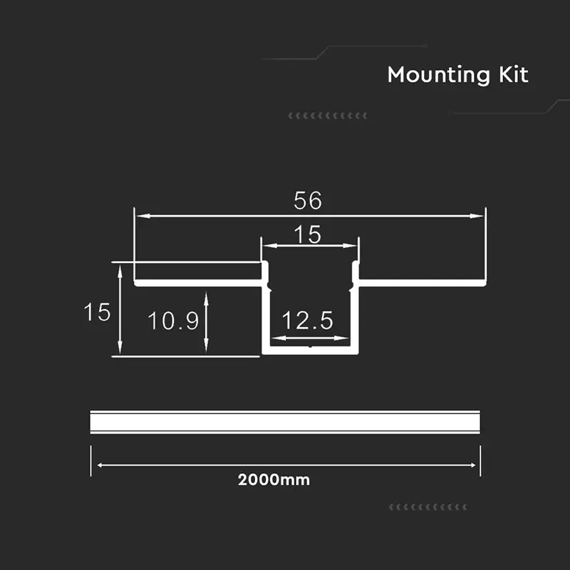 Profil aluminiu pentru banda LED 2m 55mmx15mm SKU-23173.48972                                                                                                                                           