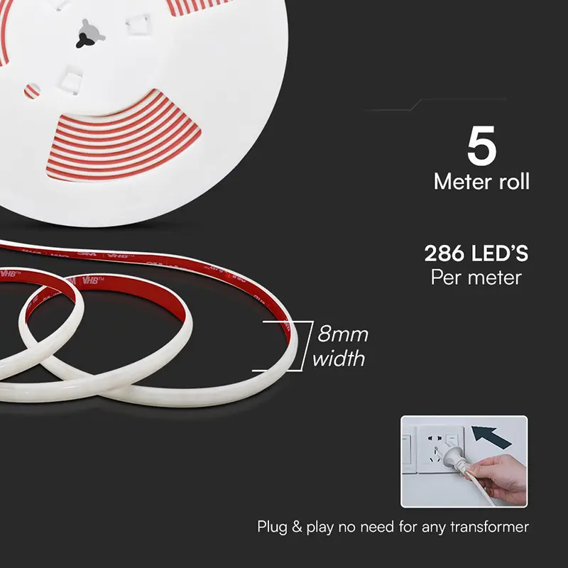 Banda Led 6000k 12.5w/m Cob 220-240v IP65 rola 5m sku-23717 37617