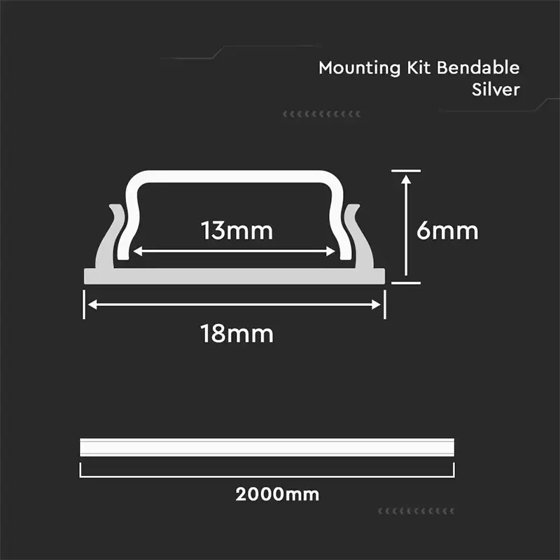 Profil aluminiu banda Led Flexibil 2m 18mm x 6mm SKU-2909 47598