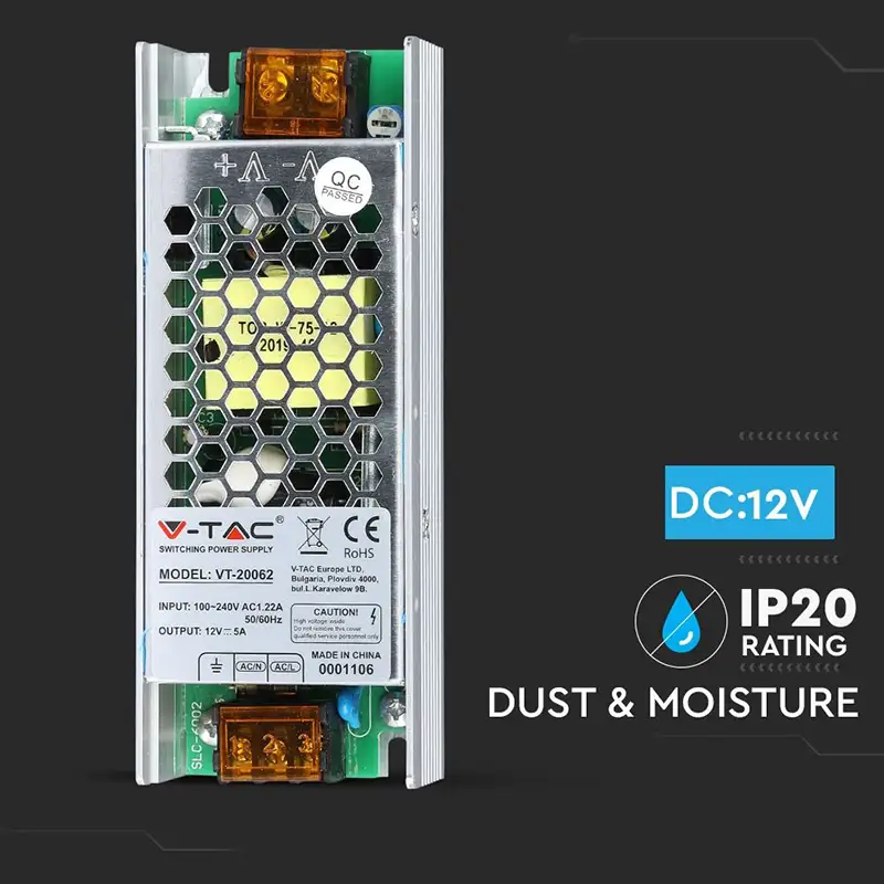 Sursa alimentare SMPS 12V/5A 60W Slim IP20 SKU-3246.45970