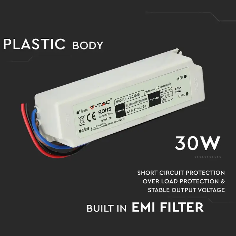 Sursa alimentare Banda led 12V/2.5A 30W IP65 SKU-3271.48596                                                                                                                                             