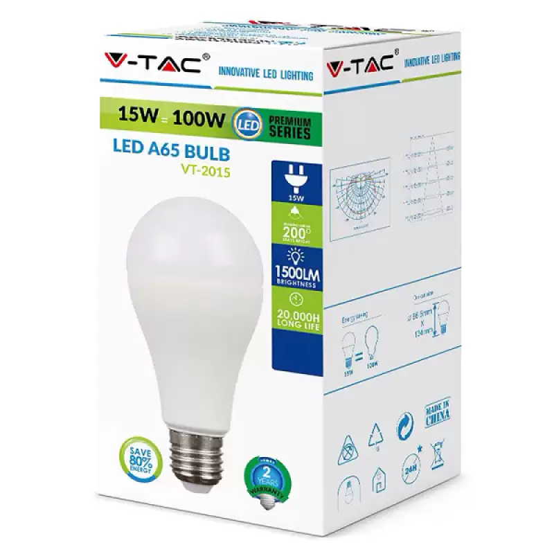 Bec Led E27 15w 6000k balon mare mat SKU-4455  47070                                                                                                                                                    