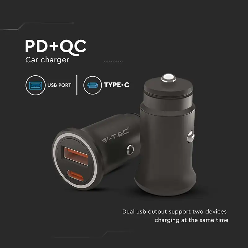 Incarcator auto quick charge USB + TIP C SKU-7744