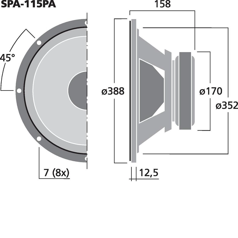 SPA-115PA  difuzor bass 250wrms/8ohm 15'' 40578