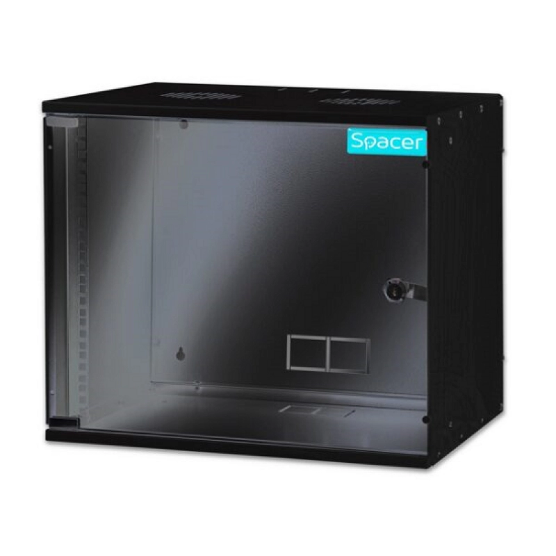Cabinet rack 19'' 9U aplicat perete incuietoare cu cheie,negru .spkw-9u,46260                                                                                                                           