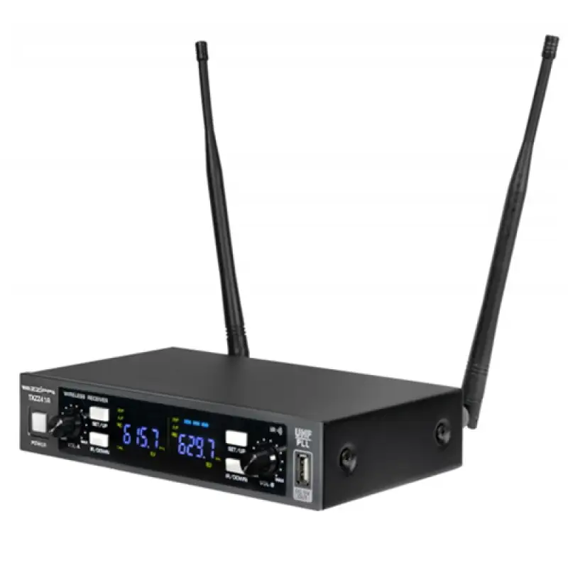 Microfon wireless set UHF ZZIPP TXZZ416 Receiver 2 canale ,transmiter 2 mic lavaliera + 2 mic casca 47261                                                                                               