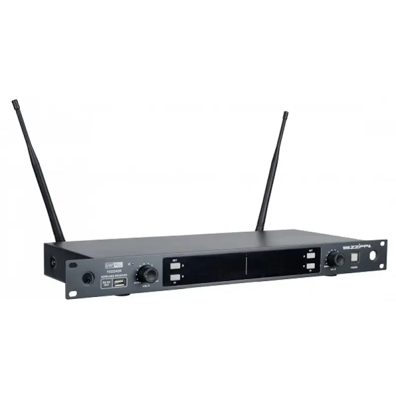 Microfon wireless Set UHFZZIPP TXZZ422 Receiver 2 canale ,2 mic lavaliera + 2 mic casca 48658                                                                                                           