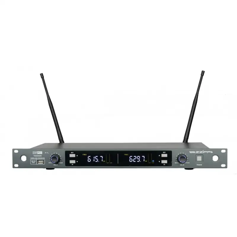 Microfon wireless Set UHFZZIPP TXZZ422 Receiver 2 canale ,2 mic lavaliera + 2 mic casca 48658                                                                                                           