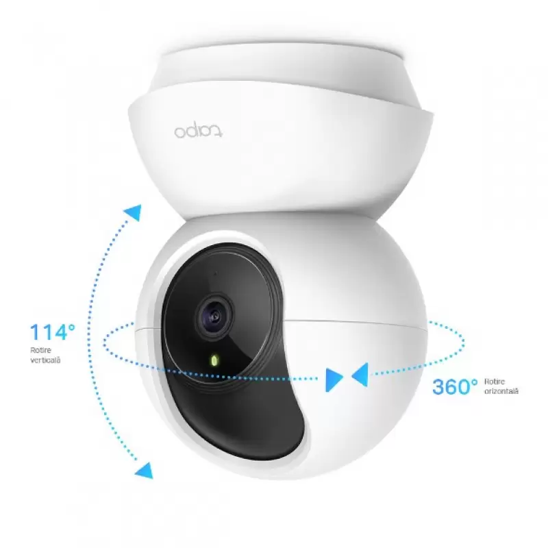 Camera IP TP-LINK, cube, de interior, distanta IR 7-9 m, lentila fixa 4 mm, 3 Mp, cu fir, microfon , slot SD , TAPO C210