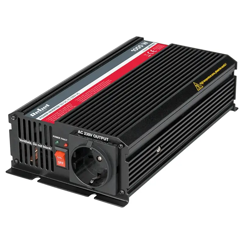 Invertor de tensiune 12V-220V 1000W max power 2000W REBEL URZ3163. 22184                                                                                                                                