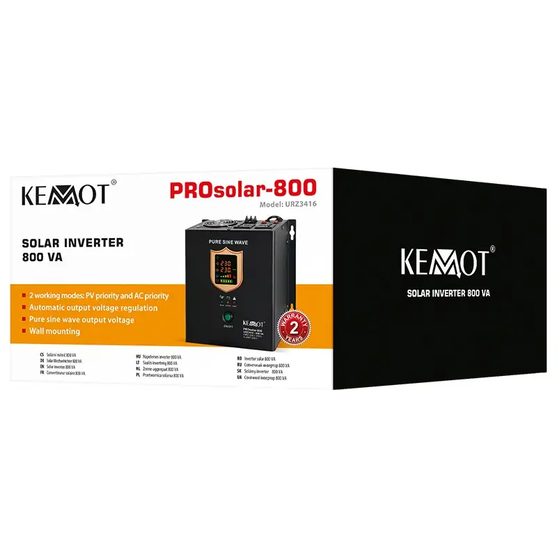 Invertor Solar cu functie UPS,800VA (500W) Sinusoida Pura  Kemot  URZ3416.36778                                                                                                                         