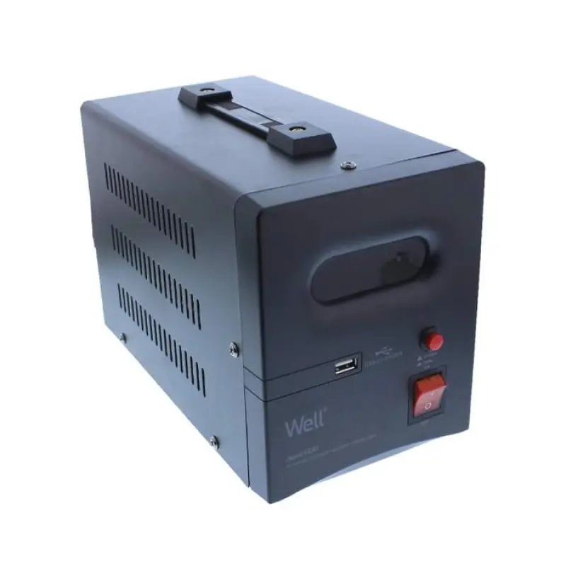 Stabilizator automat de tensiune cu releu 1500VA / 900W negru Well AVR-REL-GUARD1500WL 35621