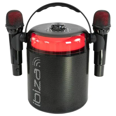 Boxa karaoke cu 2 microfoane wireless BT/USB/MSD/AUX KARAHOME-BK