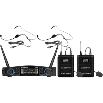 Microfon Wireles Set UHF ZZIPP TXZZ584 Receiver 2ch +2lavaliere +2 mic casca * 47057                                                                                                                    